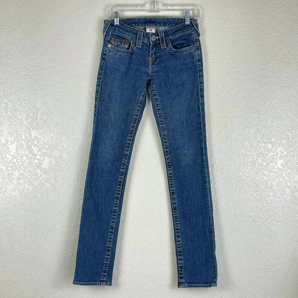 True Religion Jeans Women's Sz 26 Stevie Skinny Leg Ankle Medium Wash Denim Blue - Picture 1 of 8